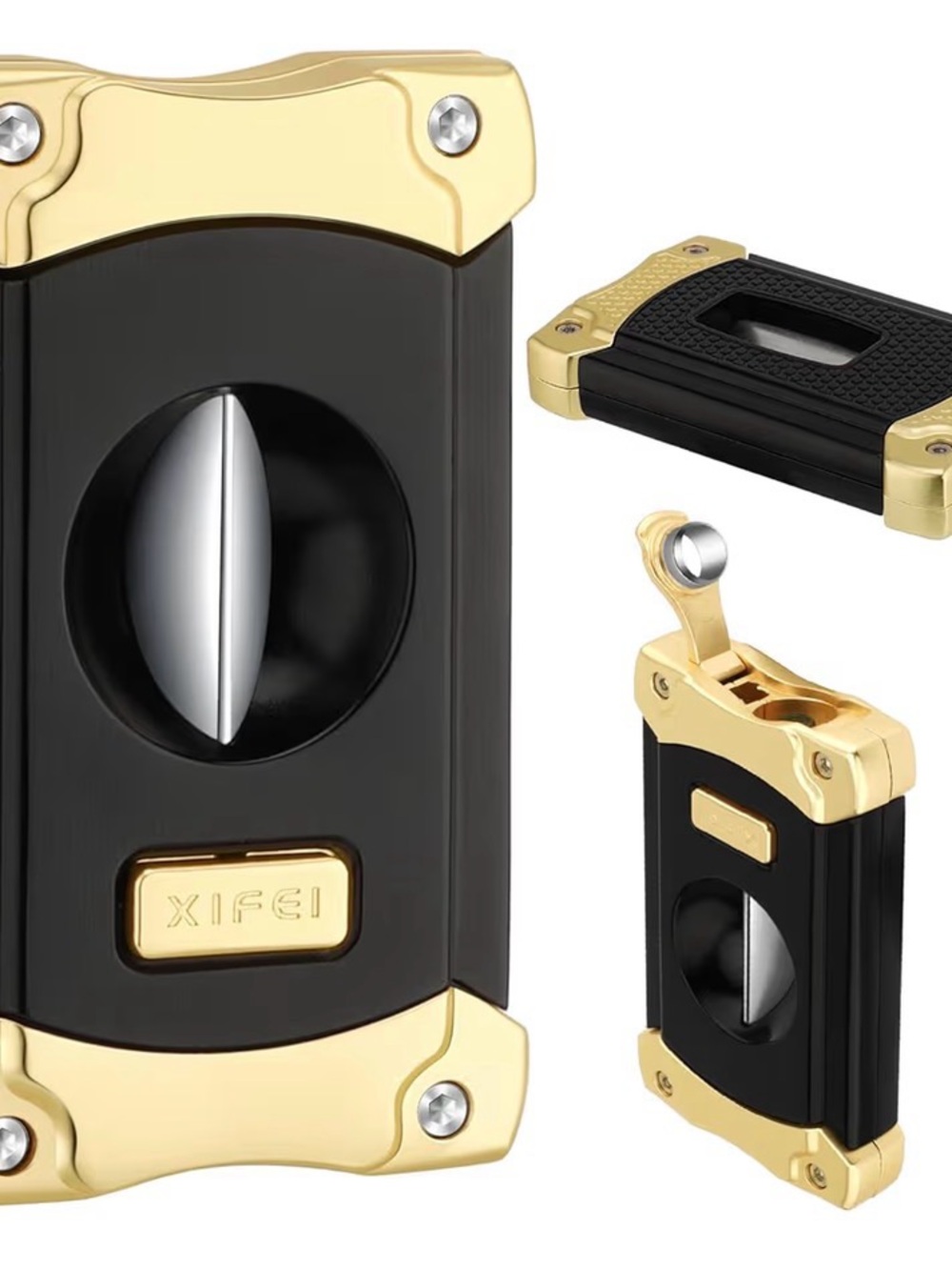 XIFEI Black & Gold Cigar Cutter Set